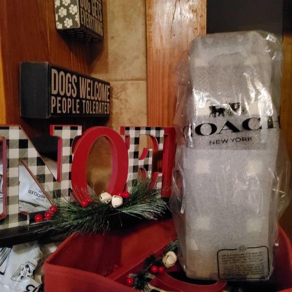 COACH WINE CARRIER WITH PLAID PRINT IN GUNMETAL/BLACK MULTI COLORS - Picture 3 of 3